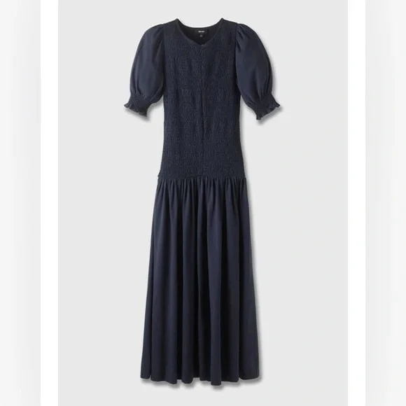 ME+EM Navy Midi Dress with Puff Sleeves - Picture 15 of 15
